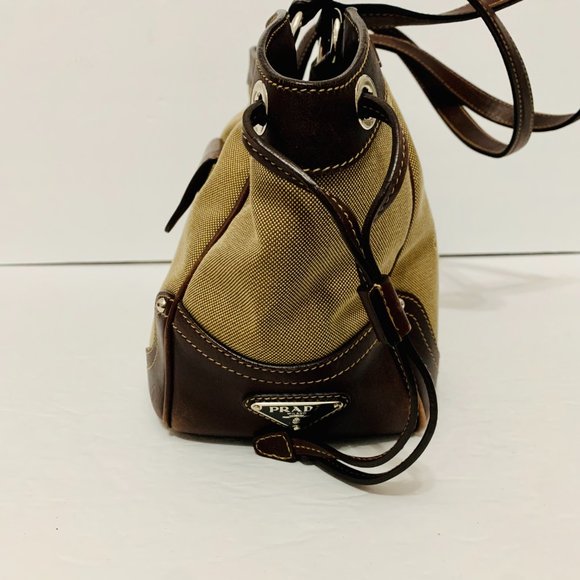 PRADA CANAPA LOGO CANVAS AND LEATHER BAG MADE IN ITALY - Picture 9 of 16